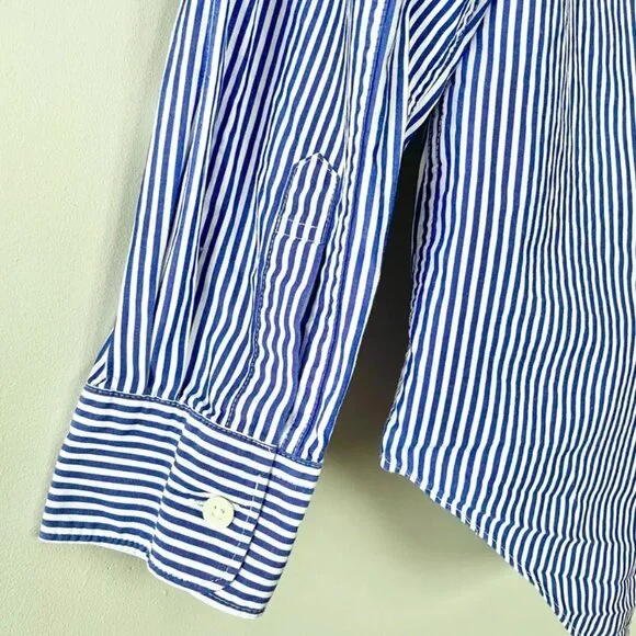 Comme Des Garçons PLAY Navy Blue White Striped Button Front Up Shirt